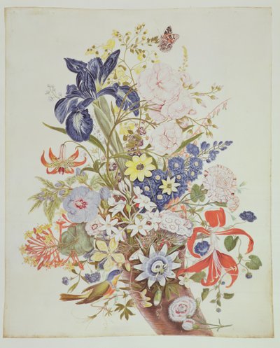 Mixed flowers in a cornucopia by Thomas Robins